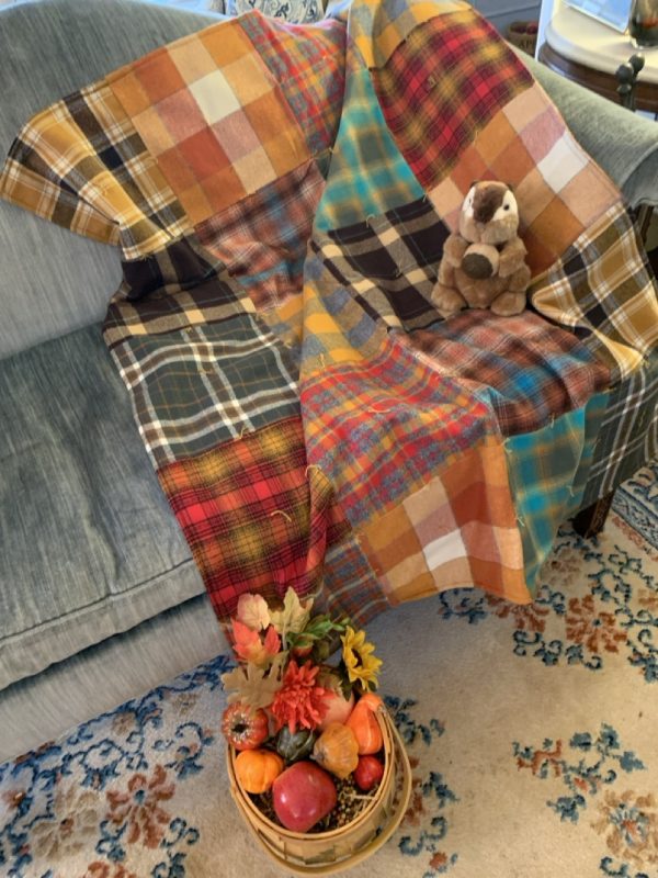 Rustic Charm Flannel Patchwork Lap Quilt – 38" x 38